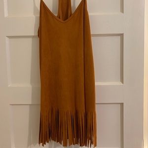 Racer back suede fringe tunic